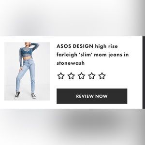 ASOS design slim mom jeans; size 24/32; light blue
